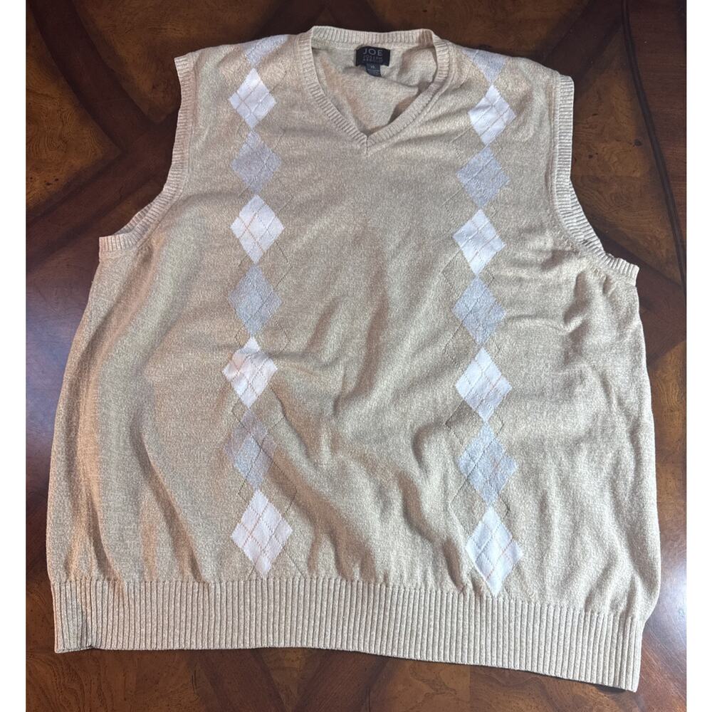 Joe Joseph Abboud Men's Tan Sweater‎ Vest 100% Cotton Men Size XL